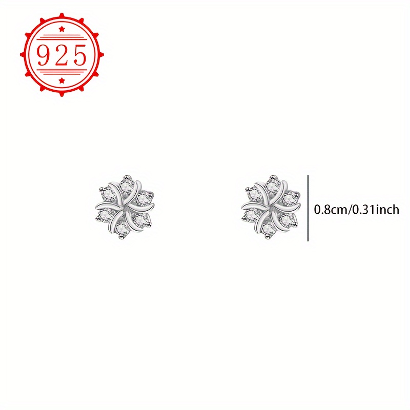 925 Silver Snowflake Earrings Set - Elegant Hypoallergenic Design